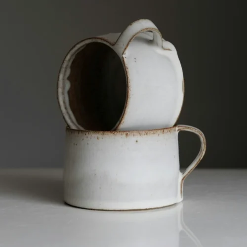 Keramik Tasse breit weiß