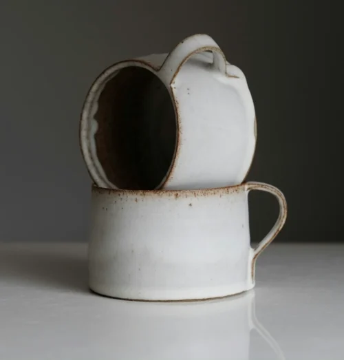 Keramik Tasse breit weiß